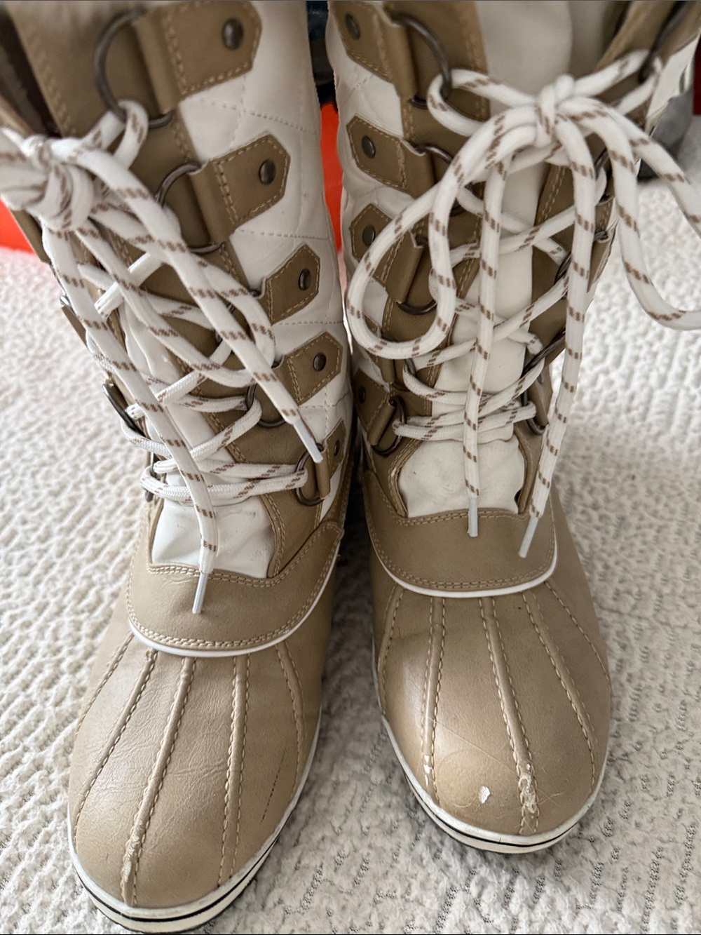 Dream Pairs Cream and White Faux-Fur Snow Boots